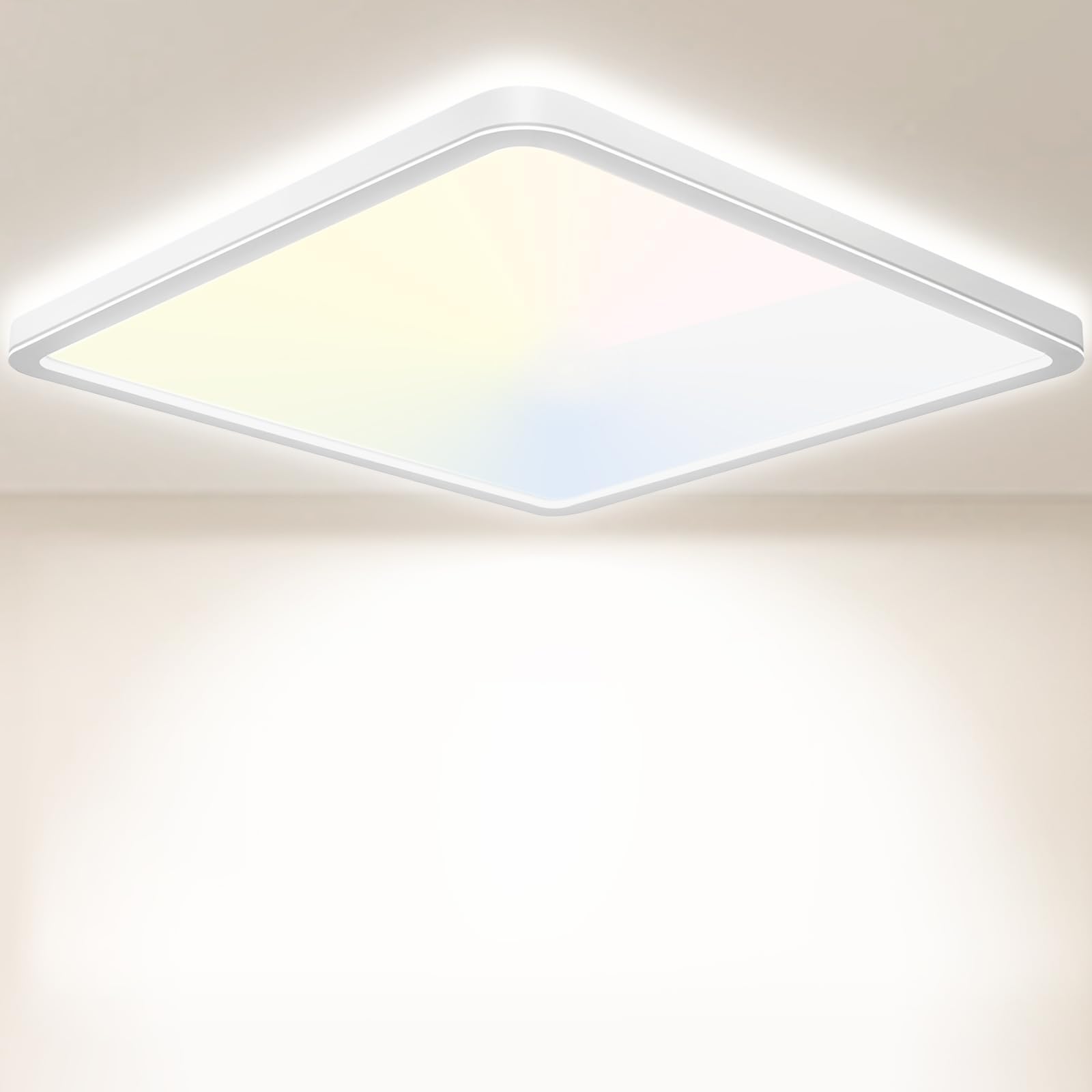 Seruno X LED Deckenleuchte 24W 6000K/4000K/3000K, 3200LM IP54 Ultra Dünn Deckenlampe, Flach Quadrat Modern Badezimmer Lampe Küchenlampe für Flur Schlafzimmer Balkon Wohnzimmer Büro Küche Keller Ø29CM