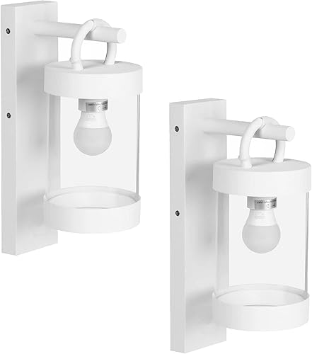 Miniatura 10 de Paquete de 2 lámparas de pared para exteriores con sensor de atardecer a amanecer, bombilla E26 (no incluida), lámpara de montaje en pared, aplique