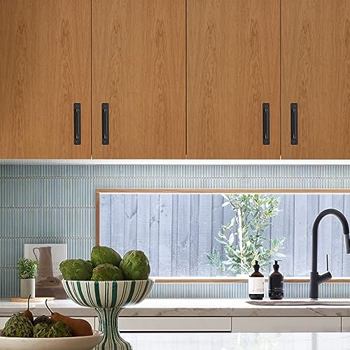 Image of Ravinte Barn Door Handles 2 Pack Sliding Door Handle 5 inch Hole Center Barn Door Handles Black Cabinet Handles Door Pull Handle Zinc Alloy Door Pulls with Plate for Sliding Closet Door Handle