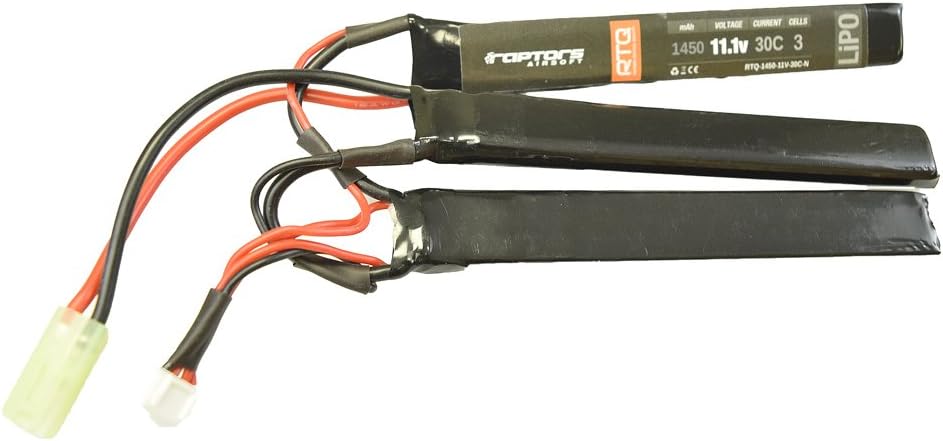 RTQ Raptors Airsoft 11.1v 1450 mAh 30C Airsoft LiPO Nunchuck Battery