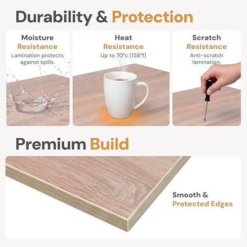 Image of Table Top for Office, Study & Standing Desk - 25mm Pre-Laminated Engineered Wood, Matte Scratch & Spill Resistant, Load up to 120 kg, Suitable Frames - 60x30 inch,Highland Pine