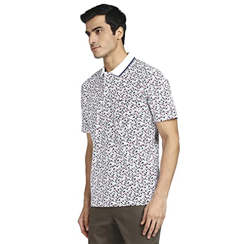 Image of Colorplus Men's Pure Cotton Print Pattern Classic Fit Polo Neck Half Sleeve Casual T-Shirt