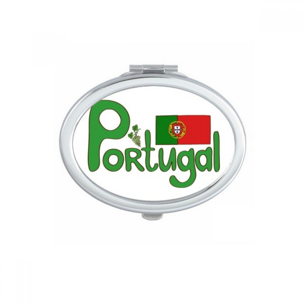 Miroir compact ovale avec motif Portugal pour maquillage de poche portable