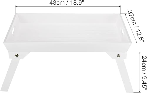 Miniatura 2 de PATIKIL Bandeja de desayuno de 18.9 x 12.6 x 9.4 in, bandejas de cama con patas plegables, bandeja portátil de madera para servir, escritorio para