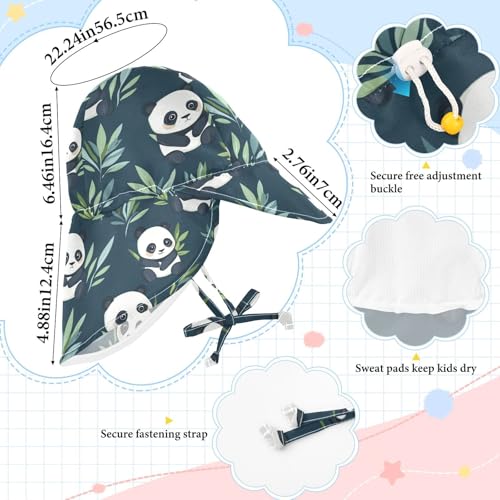 Toddler Sun Hats Baby Boys' Beach Bucket Hat Girl UPF 50+ Protection Wide Brim Travel Essentials Cute Pandas Green Leaves4