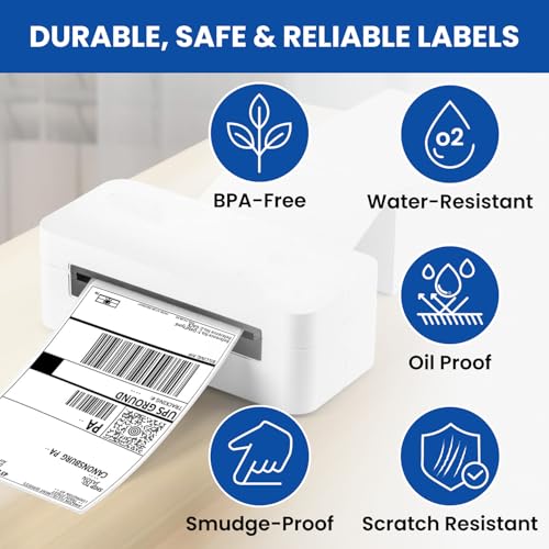 Image of BEEKAY 500 LABLEL(1 Stack of 500) 4 inchx6 inch (100x150 mm) Shipping Address Thermal Label Compatible with All the Direct Thermal Label Printer