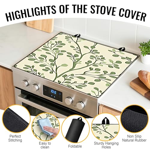 Image of Stove Top Cover for Electric Stove,Glass Stove Top Cover, Heat Resistant Glass Cooktop Cover, Stovetop Protector, Kitchen Decor, Dish Drying Mats Cover for Ceramic Washer Top 28.5x20.5 inch