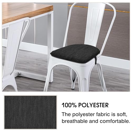 Image of baibu Set of 2 Memory Foam Dual-Layer Design Metal Dining Chair Pads Bar Stool Cushion with Ties for Metal Chairs or Bar Stools - 2 Cushions Only (Gray Black, 14 inch (35cm) 2PC)