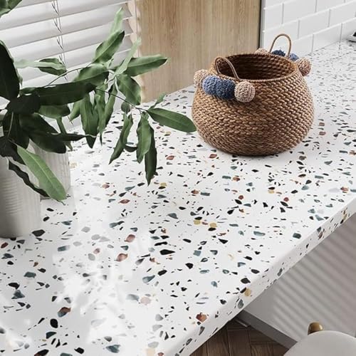 Image of Self Adhesive Marble Wallpaper Kitchen Oil Proof & Waterproof Wallpaper for Cabinet Makeover, Almirah, Plastic & Tabletop, Wardrobe (60x200cm) (White dot Multi)