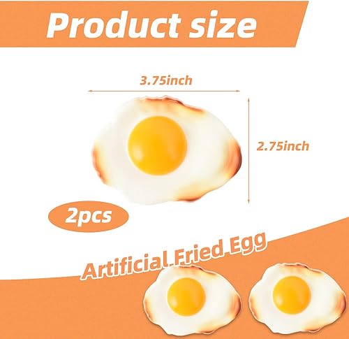 Miniatura 4 de Simulación de huevo frito falso, juego de alimentos artificiales, modelo de comida, decoración de cocina, 2 piezas