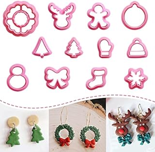 KEOKER Christmas Clay Cutters, Christmas Polymer Clay Cutters for Earrings Making, 12 Shapes Mini Christmas Clay Earrings Cutters, Small Christmas Tree Clay Cutters For Polymer Clay Jewelry