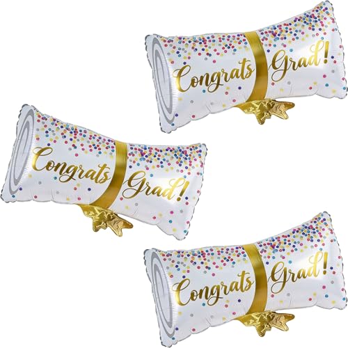 Image of Graduation Diploma Balloons, 2026 Graduation Party Decorations 3 pcs Black White Congrats Grad 2026 Diploma Foil Balloon for High School College Class of 2026 Congratulations Graduate Party Decoration