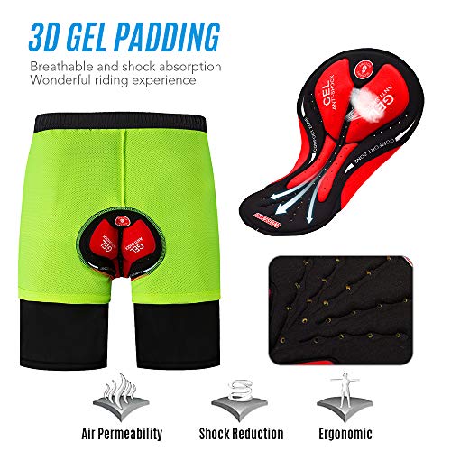 Shorts de ciclismo, Andoer Calções de bicicleta masculinos com acolchoamento de gel 3D e forro de ma