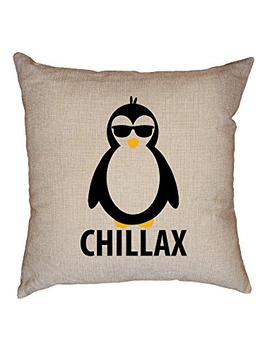 Hollywood Thread Chillax - Hilarious Penguin Wearing Sunglasses Graphic Decorative Linen Throw Cushion