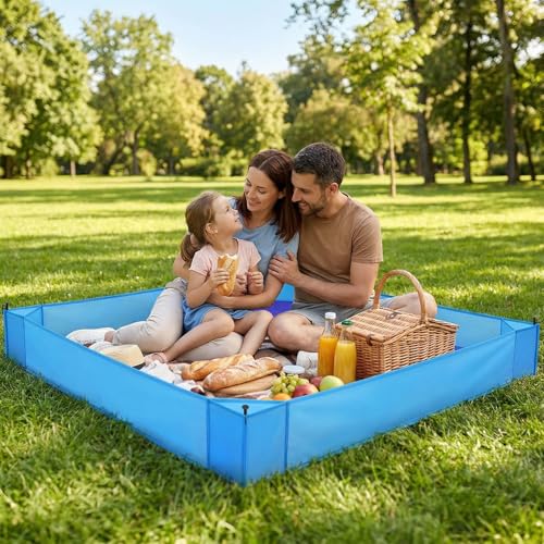 Área de juegos para bebé para playa - manta impermeable de 6x5 pies con paredes laterales de 10 pulgadas, manta portátil sin arena para viajes a la playa, parque o césped - Azul miniatura 3