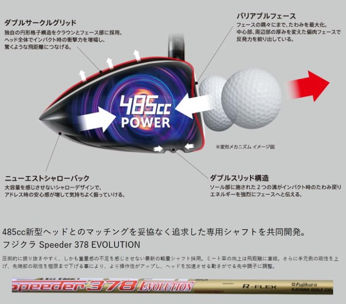 カタナ　ニンジャ　ドライバー　1w DR スピーダー378 Golf Driver Katana NINJA Speeder 378 Evolution (SR) 10.5 46inch