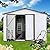 SumKea 6x8 FT Metal Tool Shed, Galvanized Steel Large Outdoor Storage Shed, Storage Shed Equipped with Vents, Tool Shed with Door and Padlock, Ideal for Backyards, Patio Lawns and Outdoor, Brown White