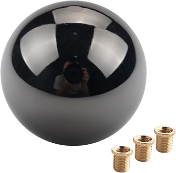 DEWHEL JDM Gun-Black Nickel Round Shift Knob for Both Manual or Automatic Fit Acura Honda Mazda Nissan Toyota 5-Speed 6-Speed