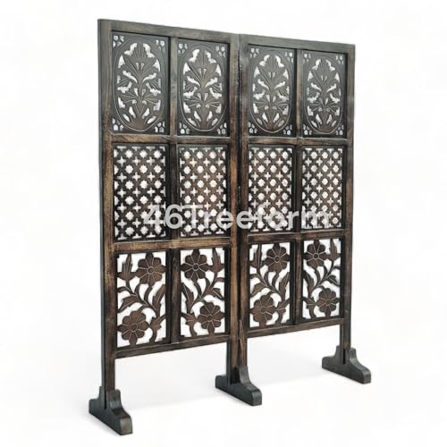 Image of Wooden Room Partition /Screen /Room Divider /Room Separator for Livng Room Bedroom Home Office Restarurant Hallway 20Inches Wide (2 Panel 4 Feet with Stands)