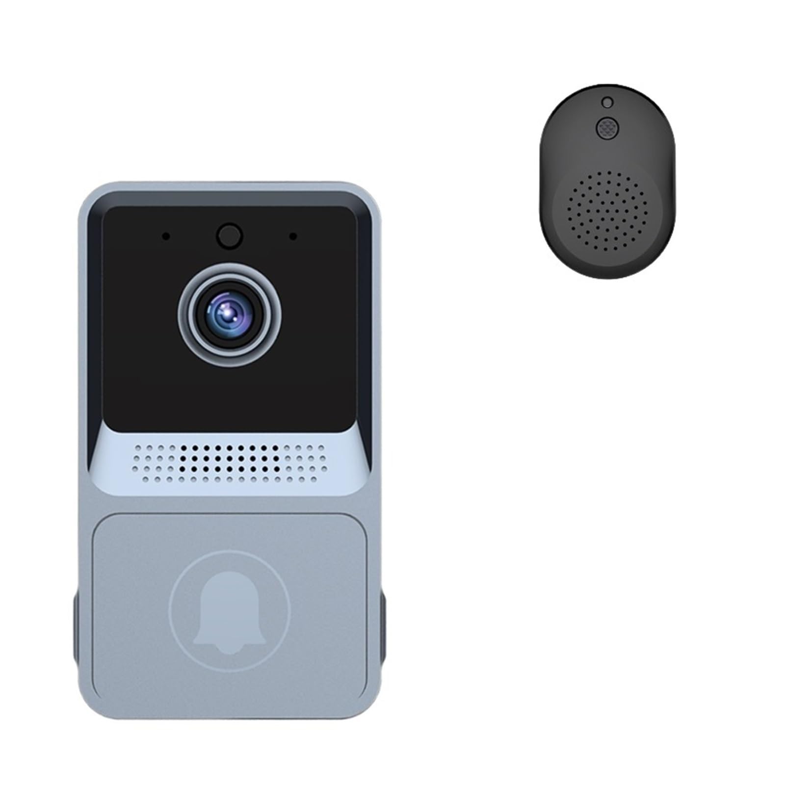 WiFi Extérieur Smart Home Caméra Vidéo Sonnette Sécurité Porte Cloche Vision Nocturne Interphone Vidéo sans Fil Bouton Ménage Sonnette(Color:Upgrade Grey)
