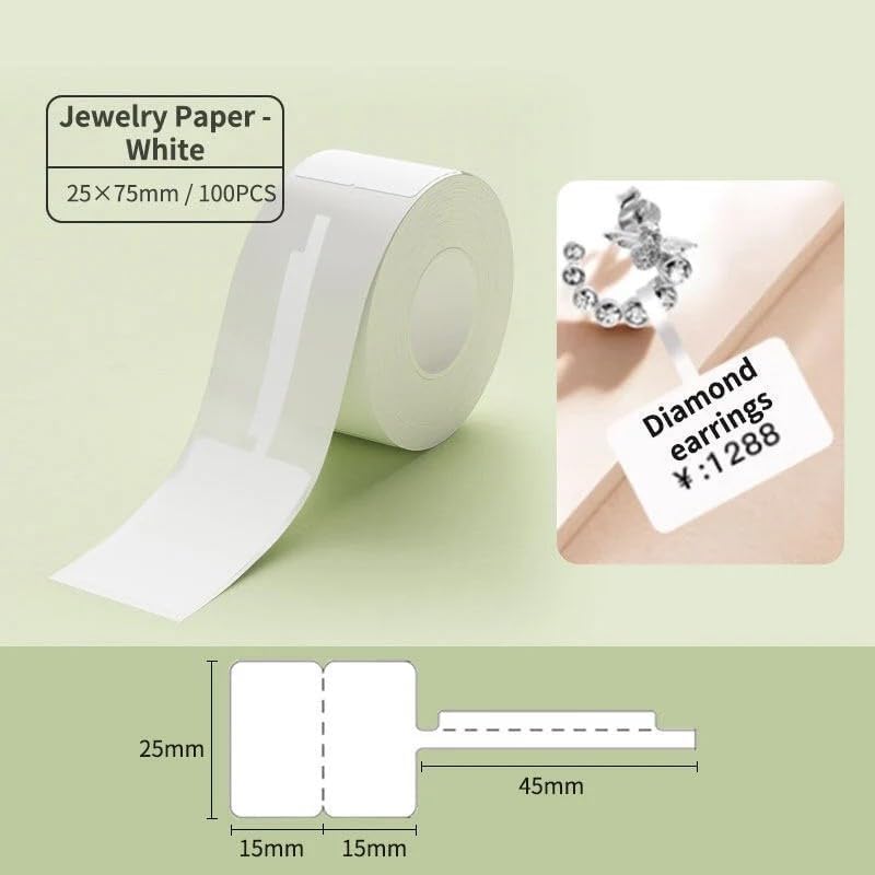B1 Jewelry Label Tape Adapted Labels Sticker Standard Laminated Office Container Labeling Tape Replacement for Niimbot B21 B1 B3S Label Maker (2 Rolls, 02T White) image 5