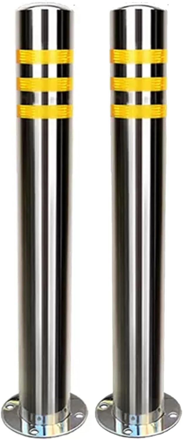 JYBNBBE Barricade Traffic Delineator Posts Permanent, Factory/Construction Site Industrial Safety Caution Cones Bollard, Stainless Steel Driveway Reflective Parking Barrier Cone,2 Pcs-75cm