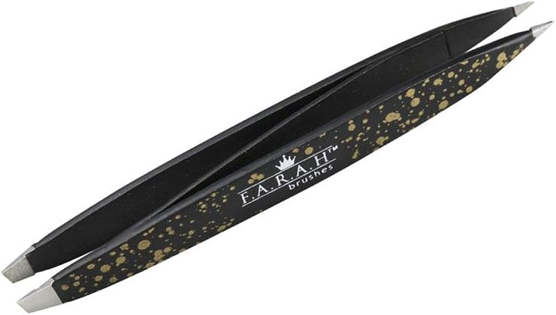 Pinça F.A.R.A.H Z-Tweeze dupla face em aço inoxidável cirúrgico Galaxy Gold com pontas chanfrada e pontiaguda