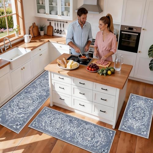 Set de 3 Tapetes de Cocina Boho Antideslizantes