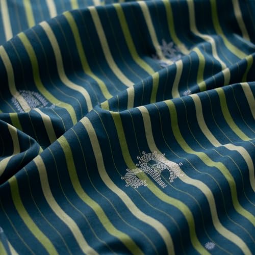 Image of Tranquebar Curtain Co. Window Curtains 5 Feet, 60-65% Room Darkening,Blue Rabah, Cotton Curtains for Window, Cotton Curtains 5 Feet Long Set of 2, BackTab Loops,Rabah (152 cm) - Set of 2