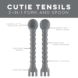 Ryan & Rose Cutie Tensils Baby Spoon and Fork [2 Pack] (Charcoal)