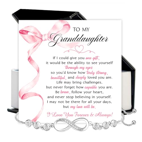 To My Granddaughter Bracelet From Grandma Grandmother or Grandpa Grandfather With Heartfelt Message & Box, Jewelry Gift For Granddaughter From Grandparents On Graduation, Birthday, Wedding, Christmas2