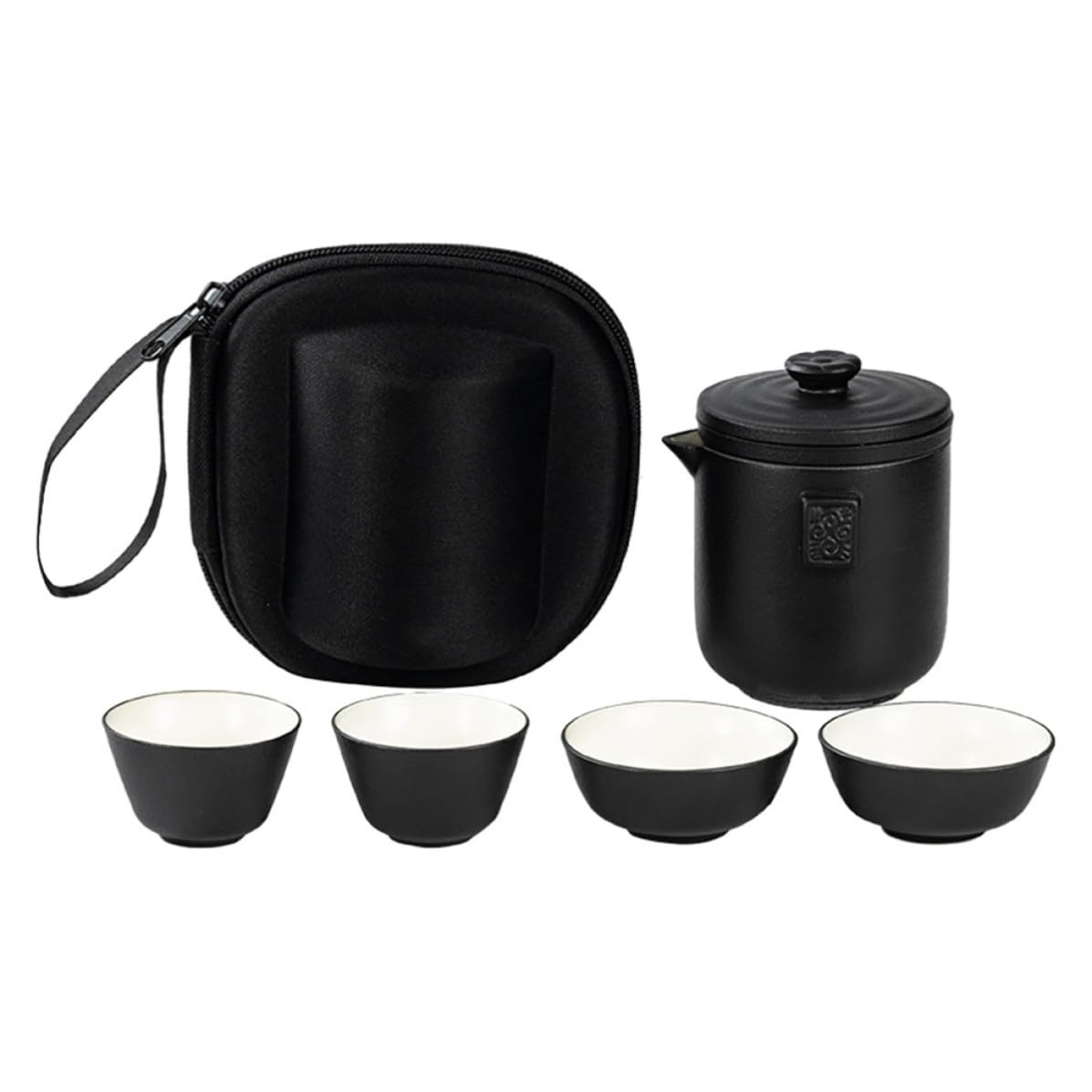 Juego de té portátil chino de cerámica negra económica con tetera para viajes y pícnic