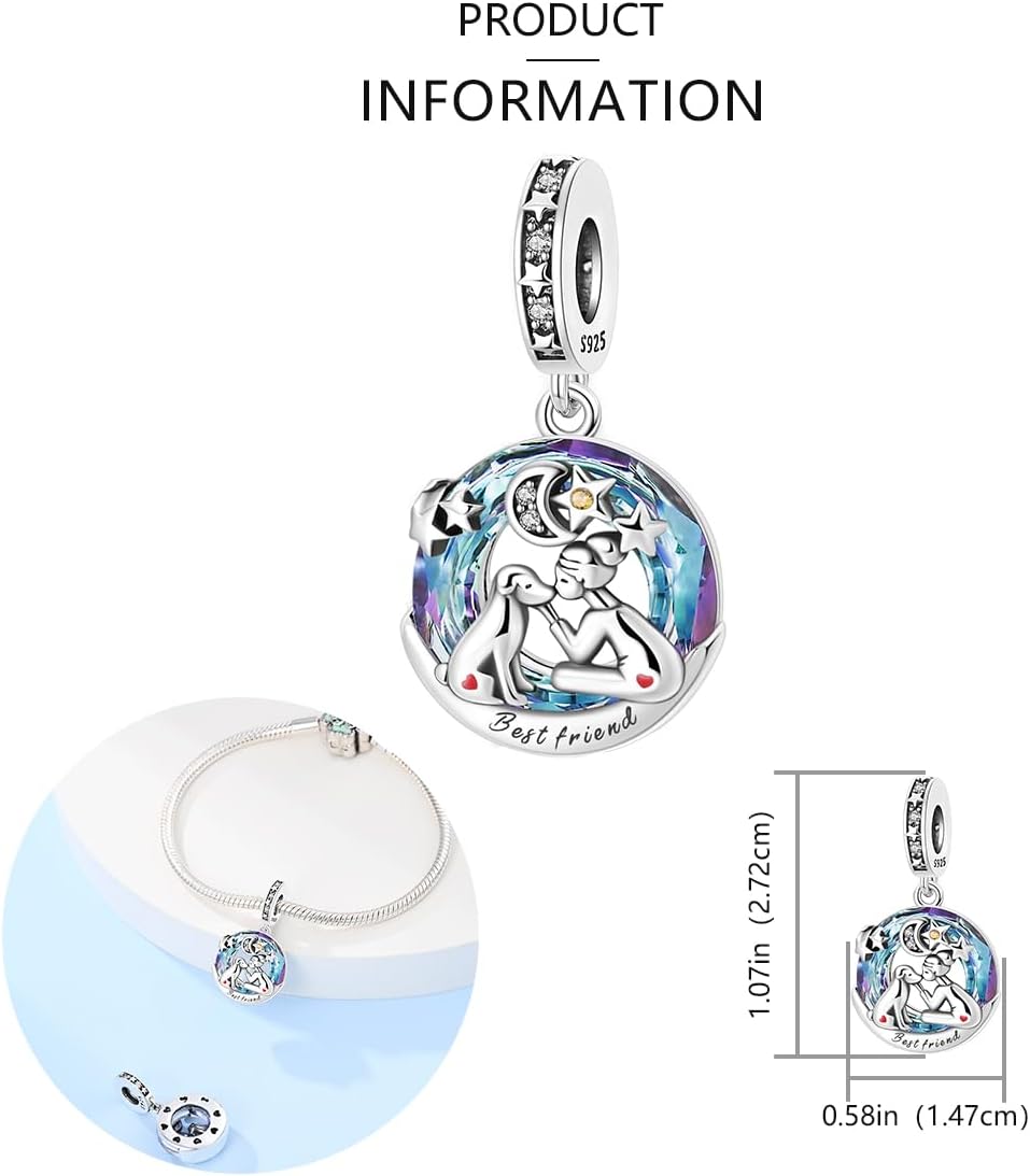 Cute Fashion Charms for Bracelets Necklaces 925 Sterling Silver with 5A Cubic Zirconia Love Heart Charms Jewelry Gift for Womens Mom - Image 3