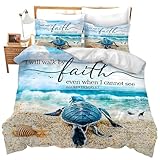 jerkboo Sea Turtle Bedding Set Ocean Nautical Duvet Cover Twin Full Queen King Size Comforter Cover for Kids Adults Men Women Beach Theme Quilt Cover Decorative Soft Bedding Set with 2 Pillowcases