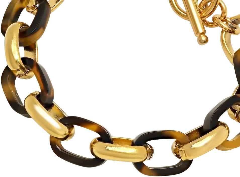 Steeltime 18K Gold Plated Stainless Steel Tortoise Shell Padlock Pendant Necklace