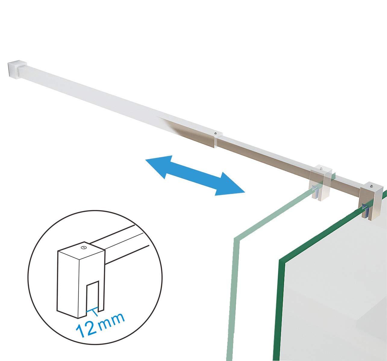 MIQU Walk in Dusche 80 x 200 cm Duschwand Duschtrennwand Duschabtrennung 10mm ESG NANO Glas CB80