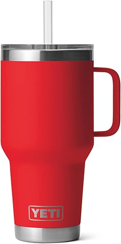 Miniatura 176 de YETI Rambler - Vaso de viaje con asa y tapa con popote, 35 onzas, vaso de agua de viaje, con asa, acero inoxidable, color blanco