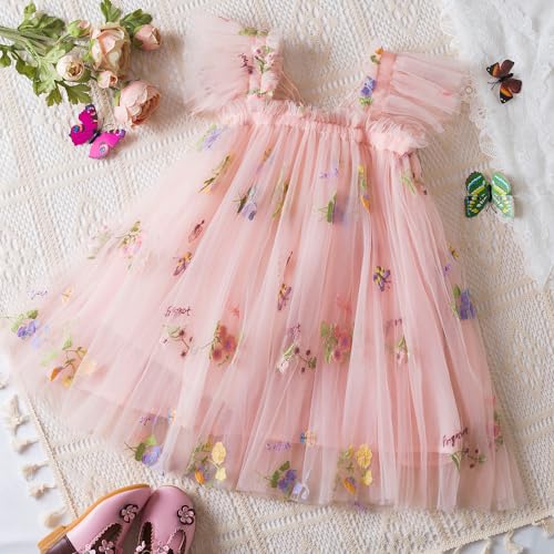 NNJXD Baby Girl Tulle Dress Casual Flower Embroidery Toddler Dresses2