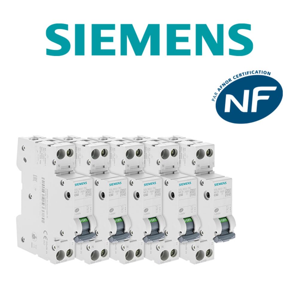 Lot de 5 Disjoncteurs électriques phase + neutre 32A