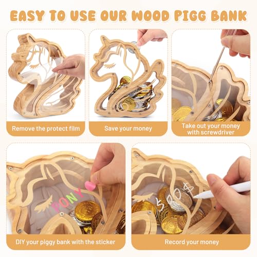 23% Off Foyucool Wooden Unicorn Piggy Bank for Kids - Image 4