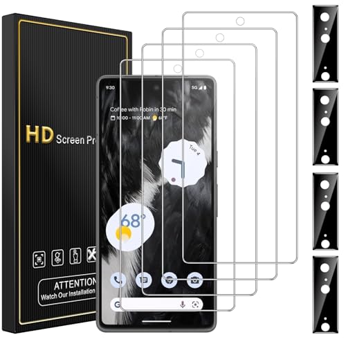 Romkasi 8 Stück Panzerglas für Google Pixel 7 5G Kratzfest Schutzfolie + Kameraschutz (4+4) HD Klar 9H Härte Blasenfrei Fingerabdruck kompatibel Anti-Fingerprint Einfache Montage