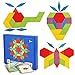 LEADSTAR Montessori Puzzle in Legno di 155 Forma Geometrica,Tangram Toy Card Divertente Giocattolo Educativo, Tangram Montessori Giocattoli con 24 Pezzi di Carte di Design per Bambini