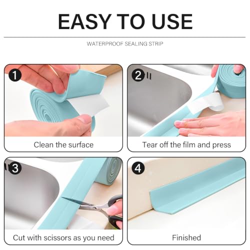 Image of 3 Rolls 10.5 Feet Caulk Tape Toilet Caulking Strip Self Adhesive Bathroom Sealing Peel and Stick Caulk Strip for Bathtub, 1.5 Inches