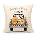 4TH Emotion Fall Pumpkin Patch Truck Throw Pillow Cover Autumn Farmhouse Market Cushion Case for Sofa Couch 18x18 Inches Cotton Linen