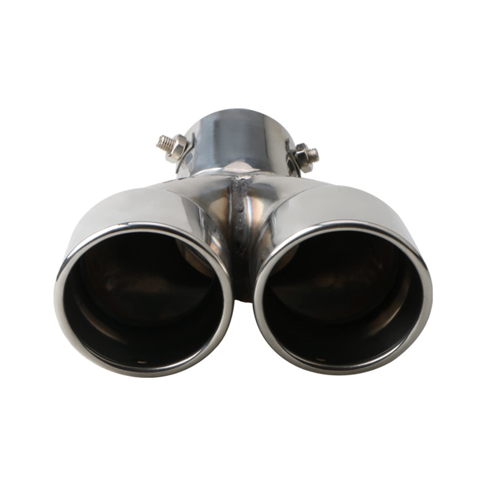 2.5" 63mm Entrée Double Pointe Silencieux 3"Sortie Acier Inoxydable Voiture Arrière Throat Double Echappement | SUS304 inoxydable.Design incurvé haut de gamme. Installation sans soudure ni perçage. Réduit le bruit d'échappement.
