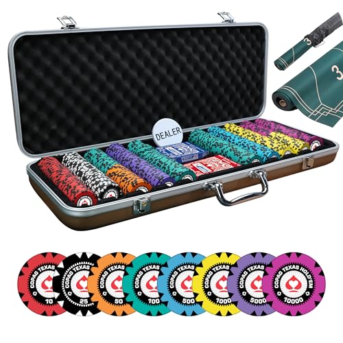 Image of CASINO KART Casinokart Copag GR Casino Poker Chip Set - 500 Chips with 2 Decks of Playing Cards & Dealer Button | Professional Poker Chipset
