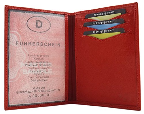 Preisvergleich Produktbild myledershop BÜFFELLEDER AUSWEISTASCHE KARTENETUI AUSWEISMAPPE KREDITKARTENETUI AUSWEISBÖRSE AUSWEISMÄPPCHEN ETUI MJ-DESIGN-GERMANY IN ROT, BRAUN ODER SCHWARZ (Rot)