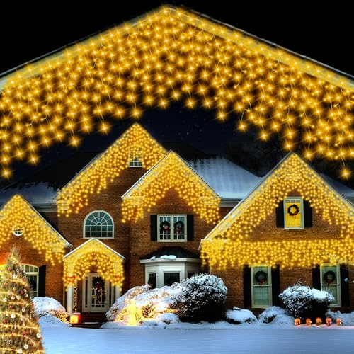 FFZZKJ Eisregen Lichterkette Außen für Weihnachten 15M 480 LED, mit...