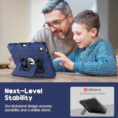 Image of Fintie Kids Friendly Case for iPad (A16) 11th Generation 11 Inch (2025), iPad 10th Generation 10.9 Inch (2022), Fully-Body Rugged Heavy Duty Shockproof Protective Case with Kickstand, Navy Blue