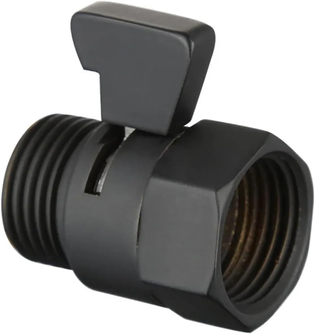 Shower Hose Shut Off Valve, Shut Off Valve Shower Pressure Regulator Head Solid Brass Junction Water Flow Control(Black)